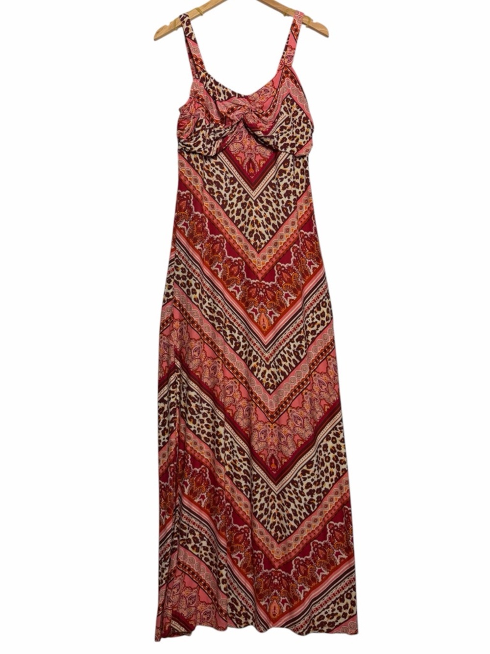 Tommy Bahama Jersey Maxi Dress Paisley Leopard Pink Brown Boho Medium